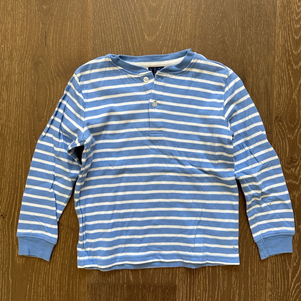 Janie and Jack Blue Striped Henley Shirt size 6